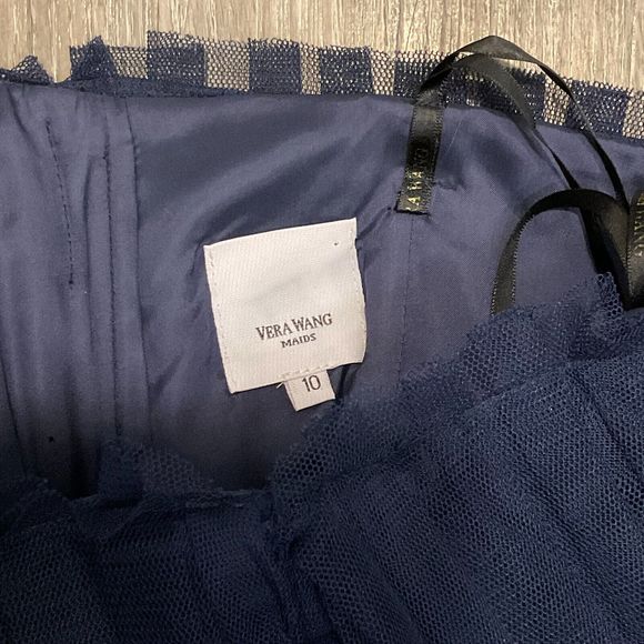 Vera Wang‎ Maids Dress Sz 10 Blue Tulle Strapless Wedding Prom Cocktail Party - Picture 5 of 5